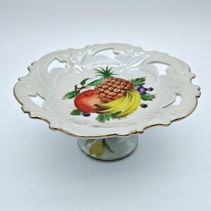 Vintage TMJ Japan Hand-Painted Fruit‎ Pedestal Compote